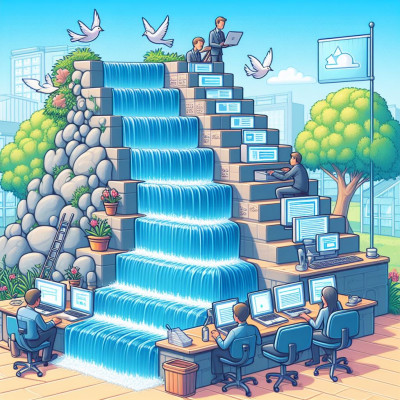 ilustrasi gambar waterfall perangkat lunak